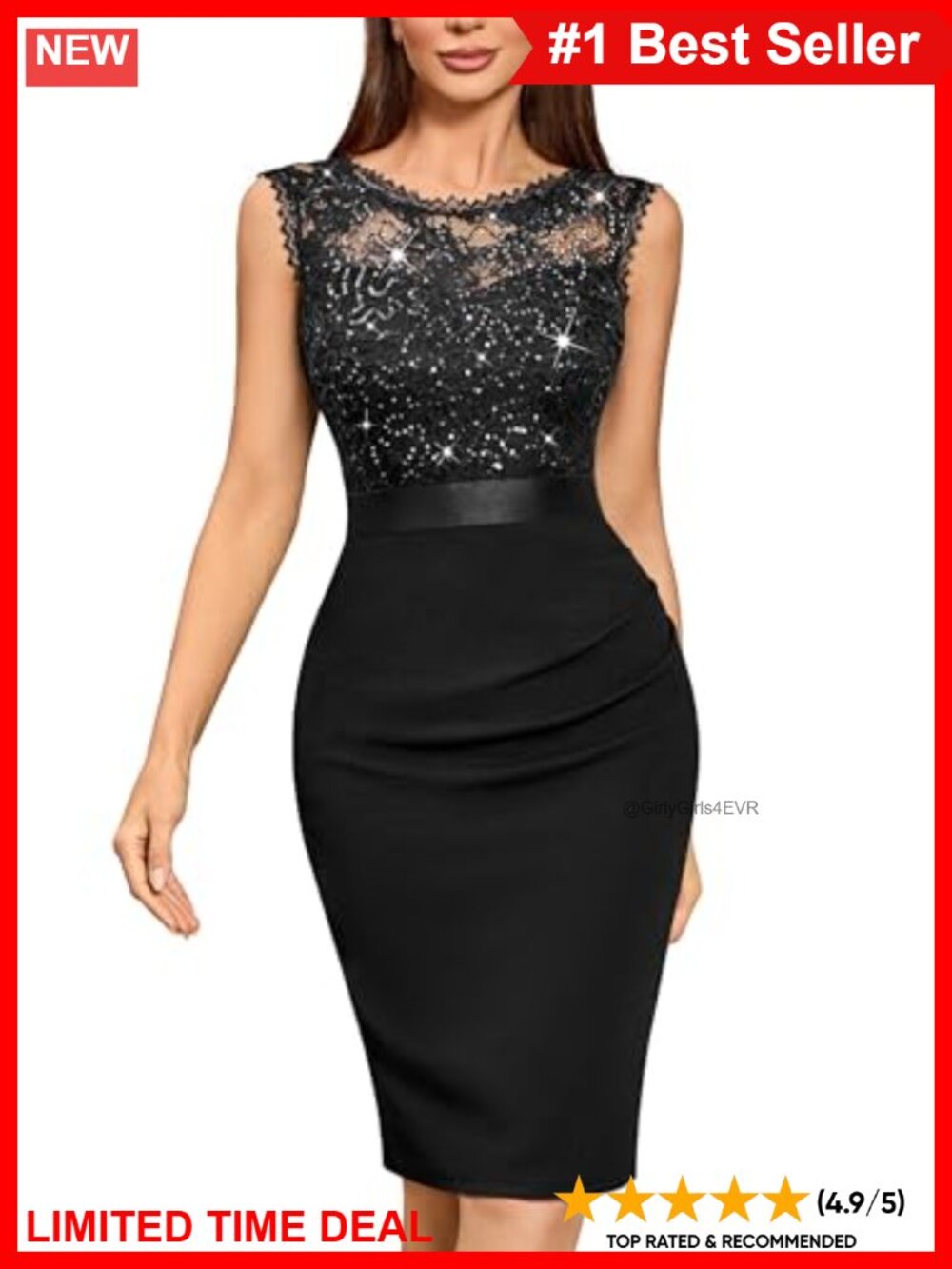 Sequin Floral Lace Ruffle Bodycon Cocktail Dress